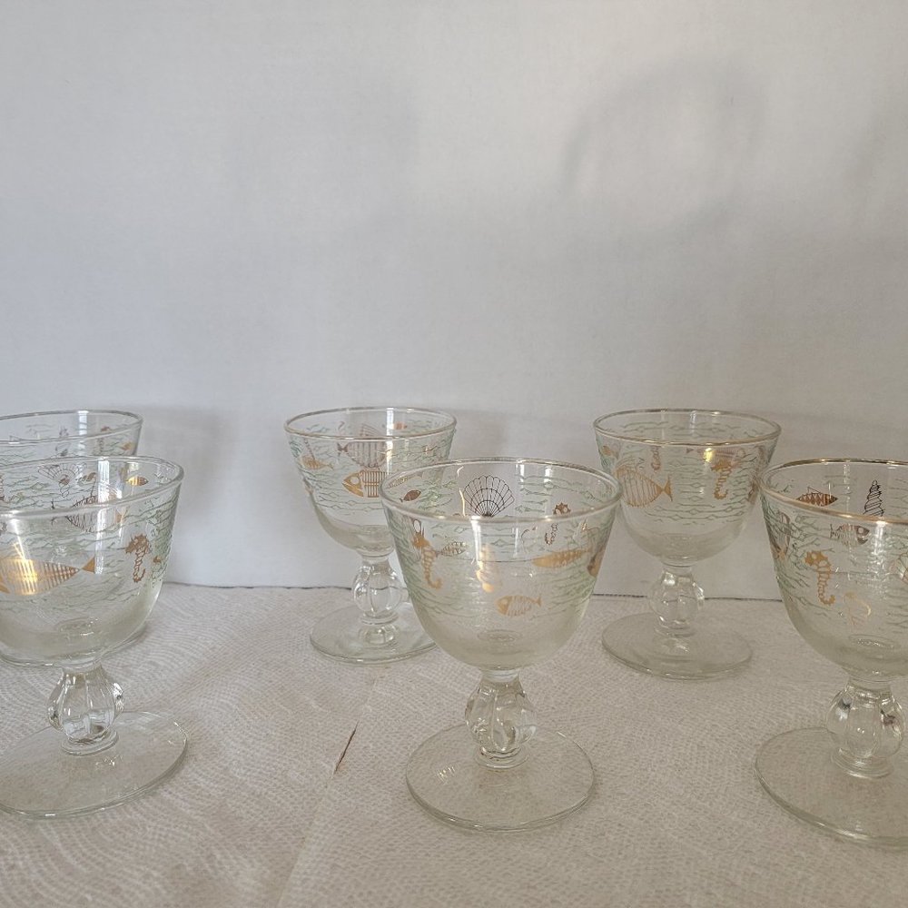 Vintage Libbey Atomic Marine Life Cordials